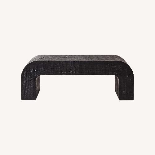 Used CB2 Crescent 46" Square Black Resin Coffee Table for sale on AptDeco