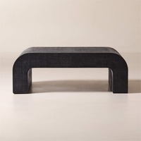 CB2 Crescent 46" Square Black Resin Coffee Table