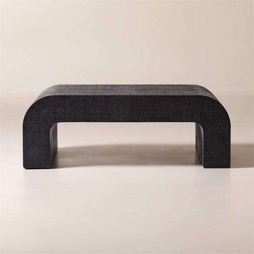 Used CB2 Crescent 46" Square Black Resin Coffee Table for sale on AptDeco
