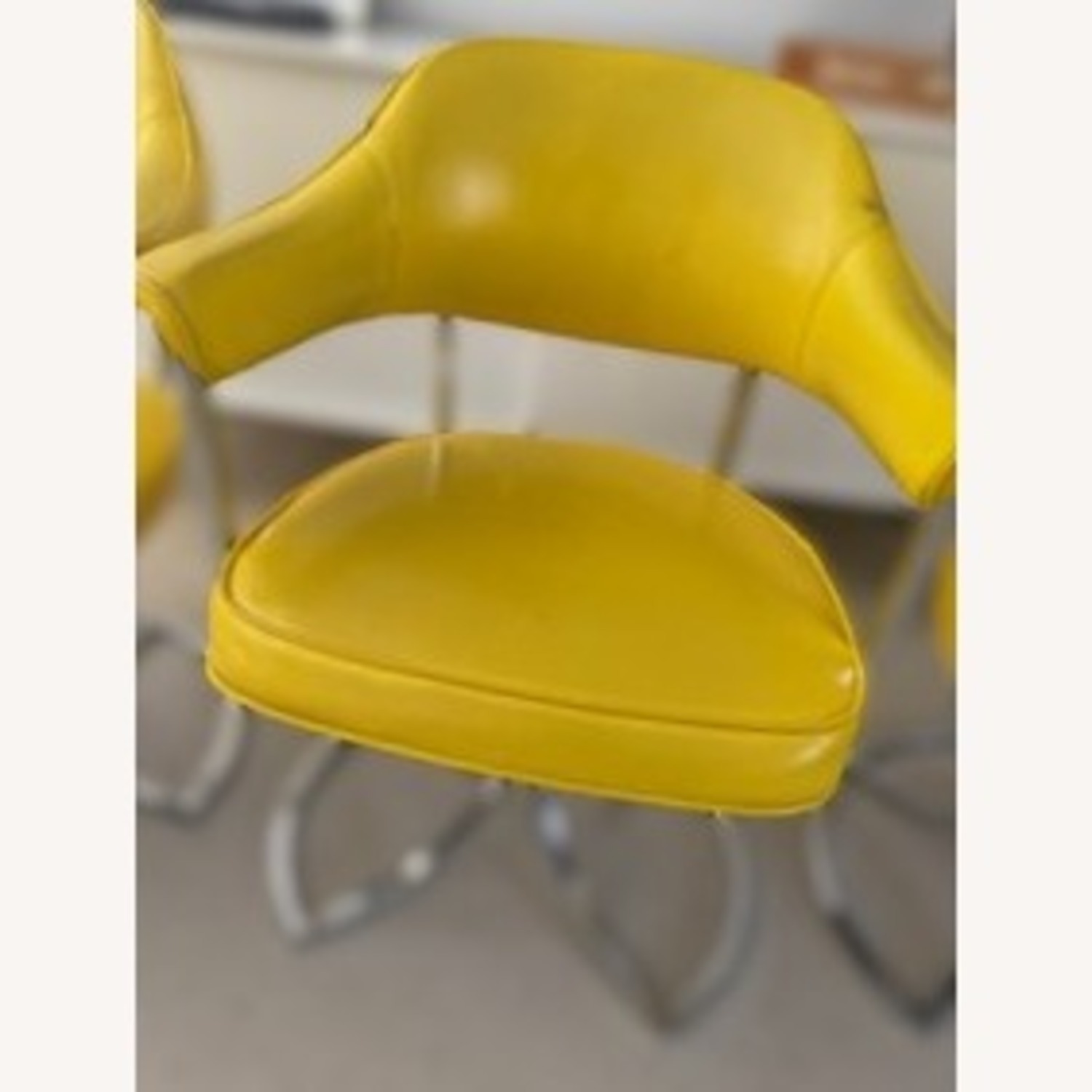 Vintage Yellow Leather Dining Chairs - image-3