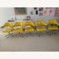 Vintage Yellow Leather Dining Chairs
