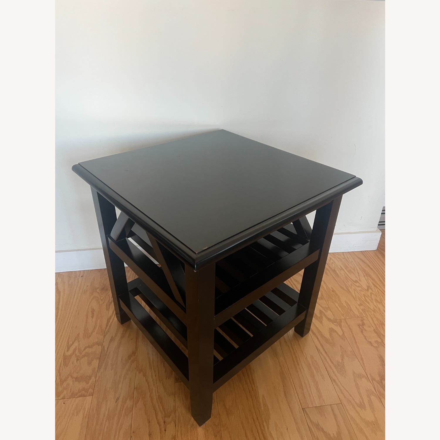 Crate & Barrel Black Wood Side Table - image-3