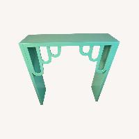 Turquoise Entryway Table with Arch Deco Details