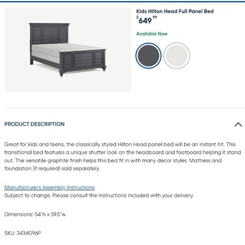 Used Rooms To Go Kids Full Panel Bed for sale on AptDeco