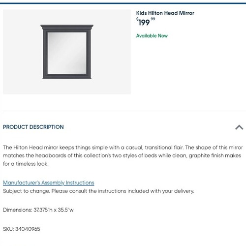 Used Rooms To Go Kids Mirror for sale on AptDeco