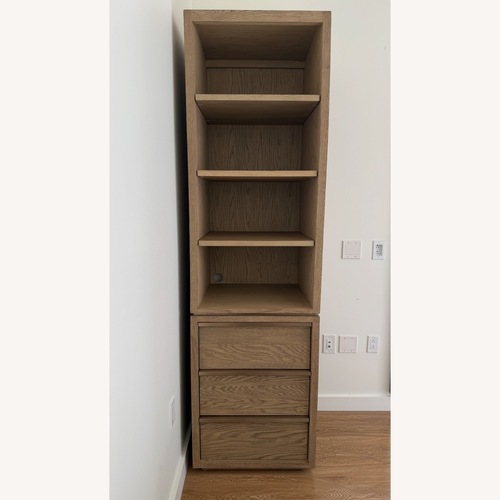 Used Restoration Hardware Greige Oak Bezier Bath Cabinet for sale on AptDeco