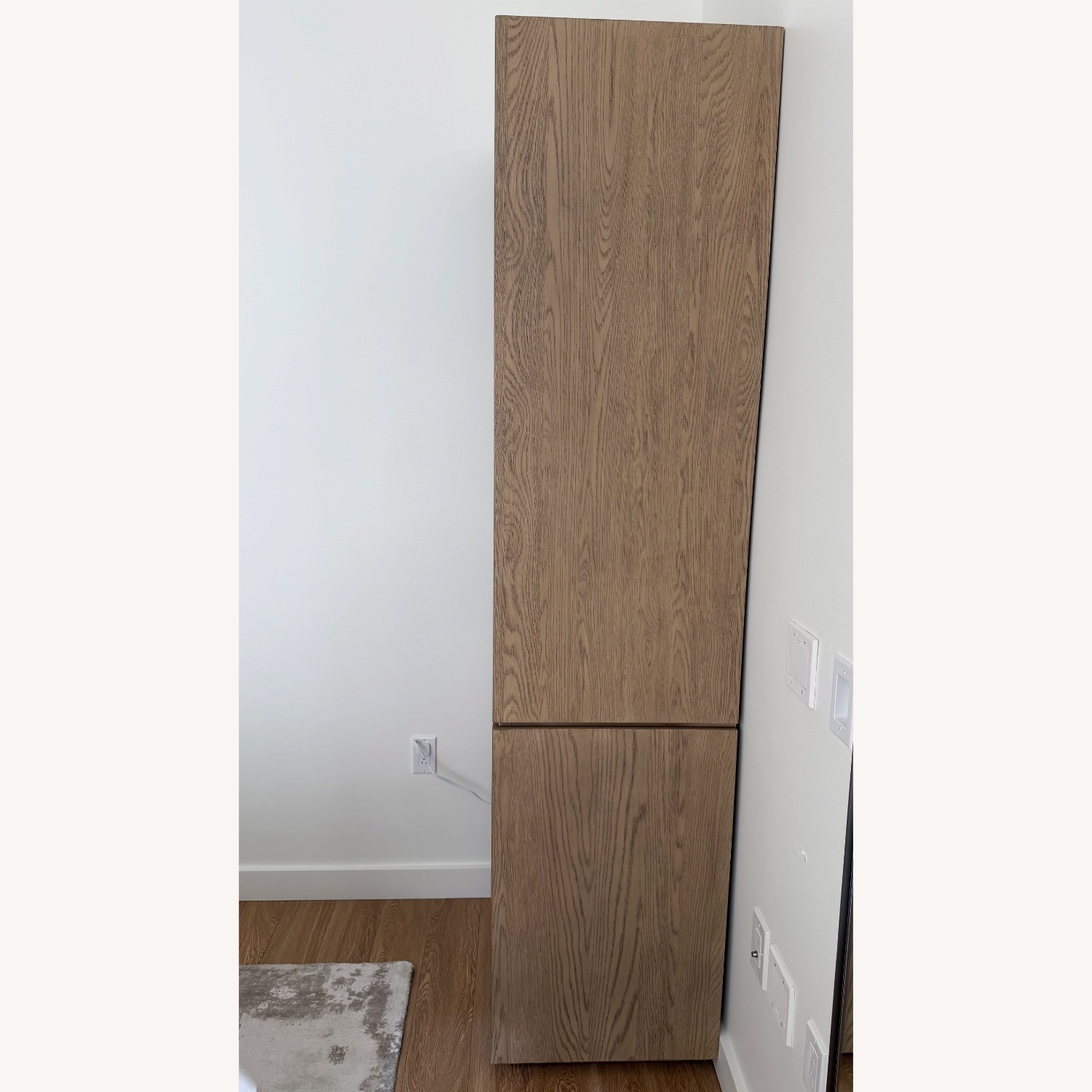 Restoration Hardware Greige Oak Bezier Bath Cabinet - image-3