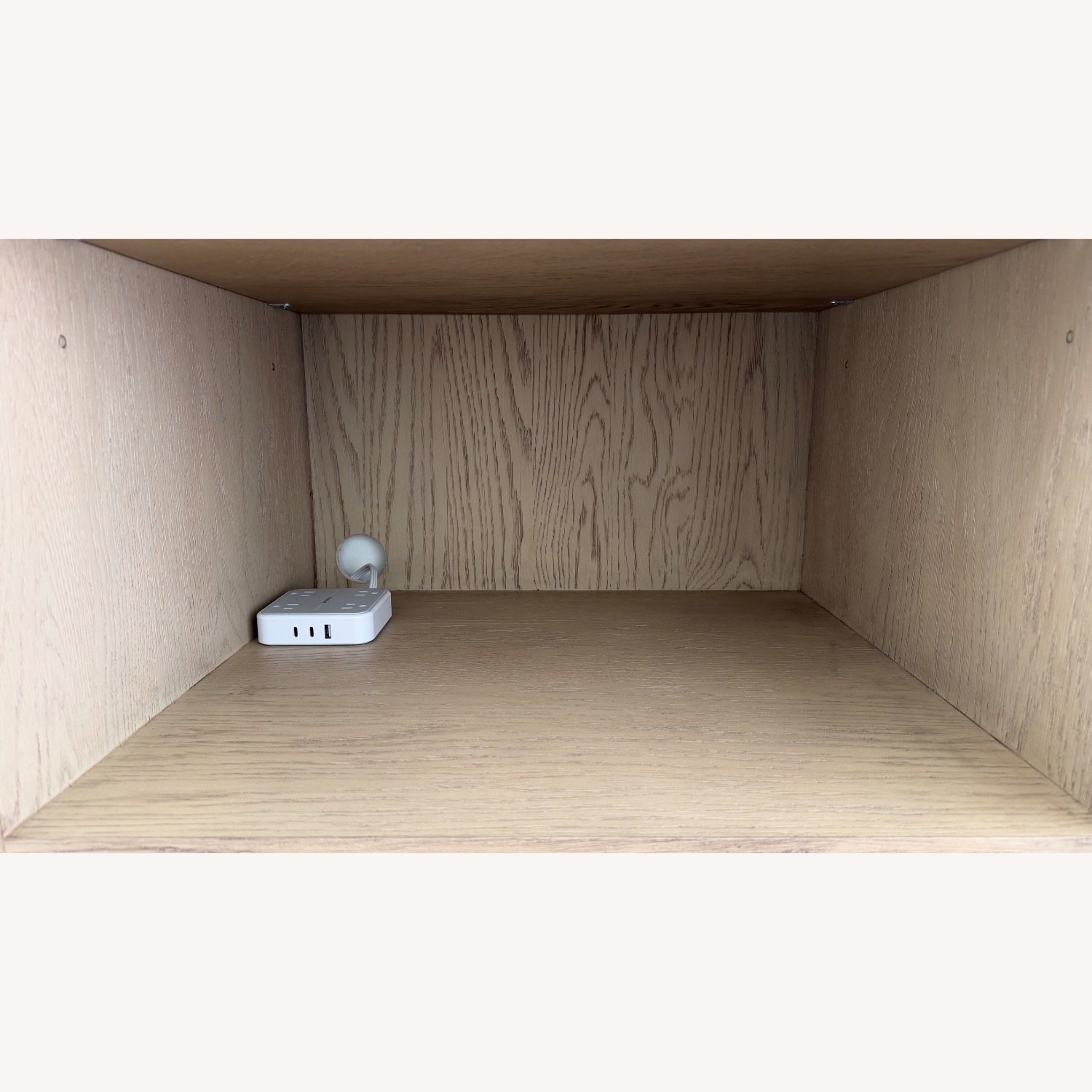 Restoration Hardware Greige Oak Bezier Bath Cabinet - image-4