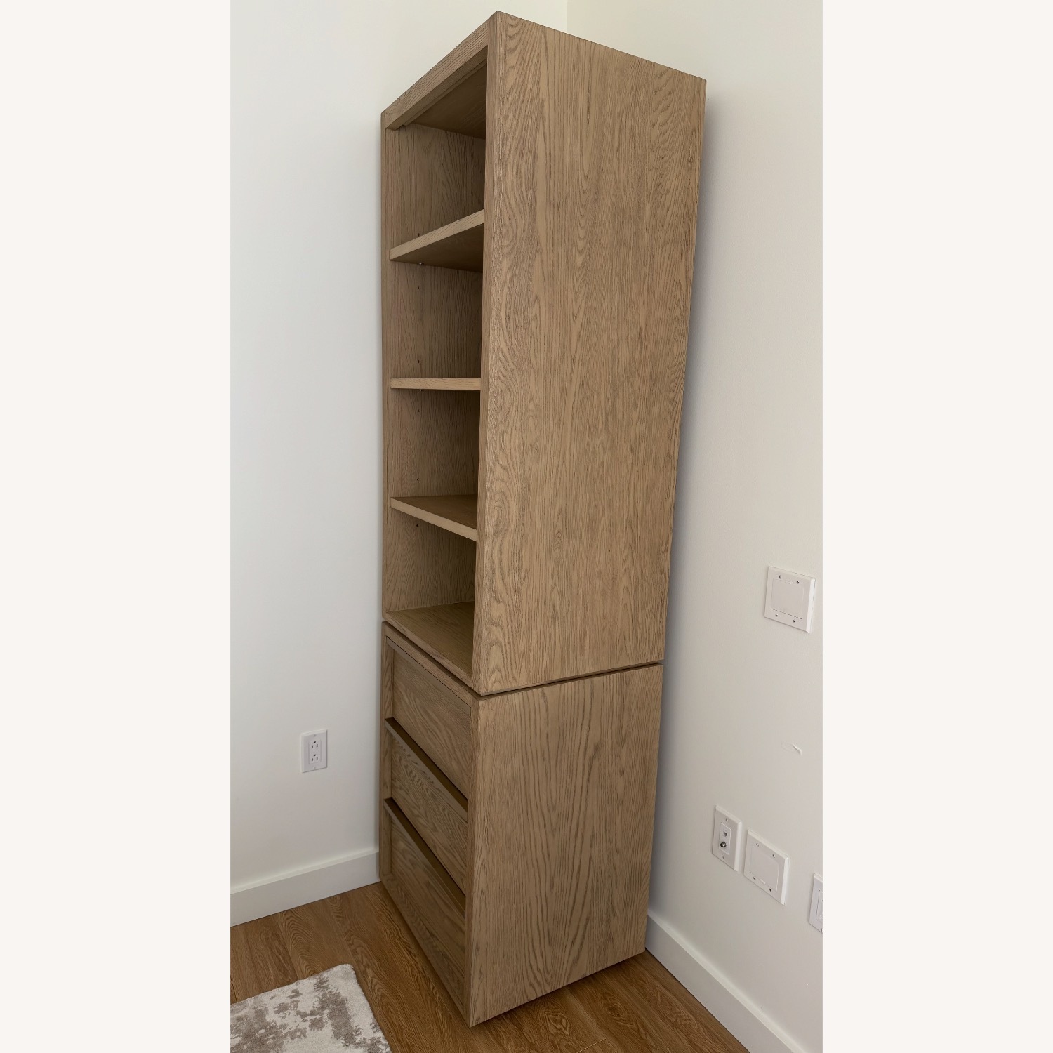 Restoration Hardware Greige Oak Bezier Bath Cabinet - image-2