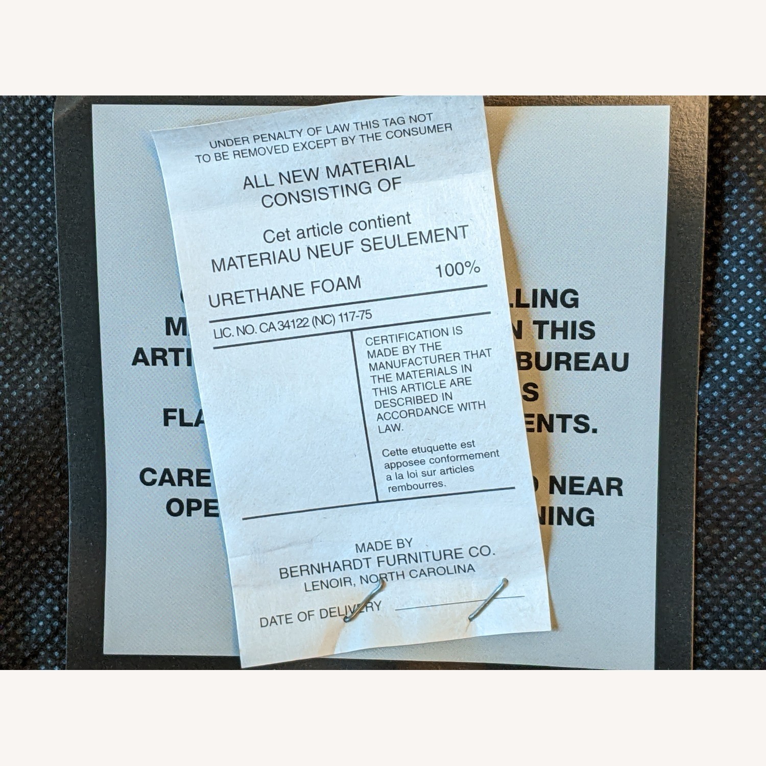 Bernhardt Geometric Gold Fabric Bench - image-4