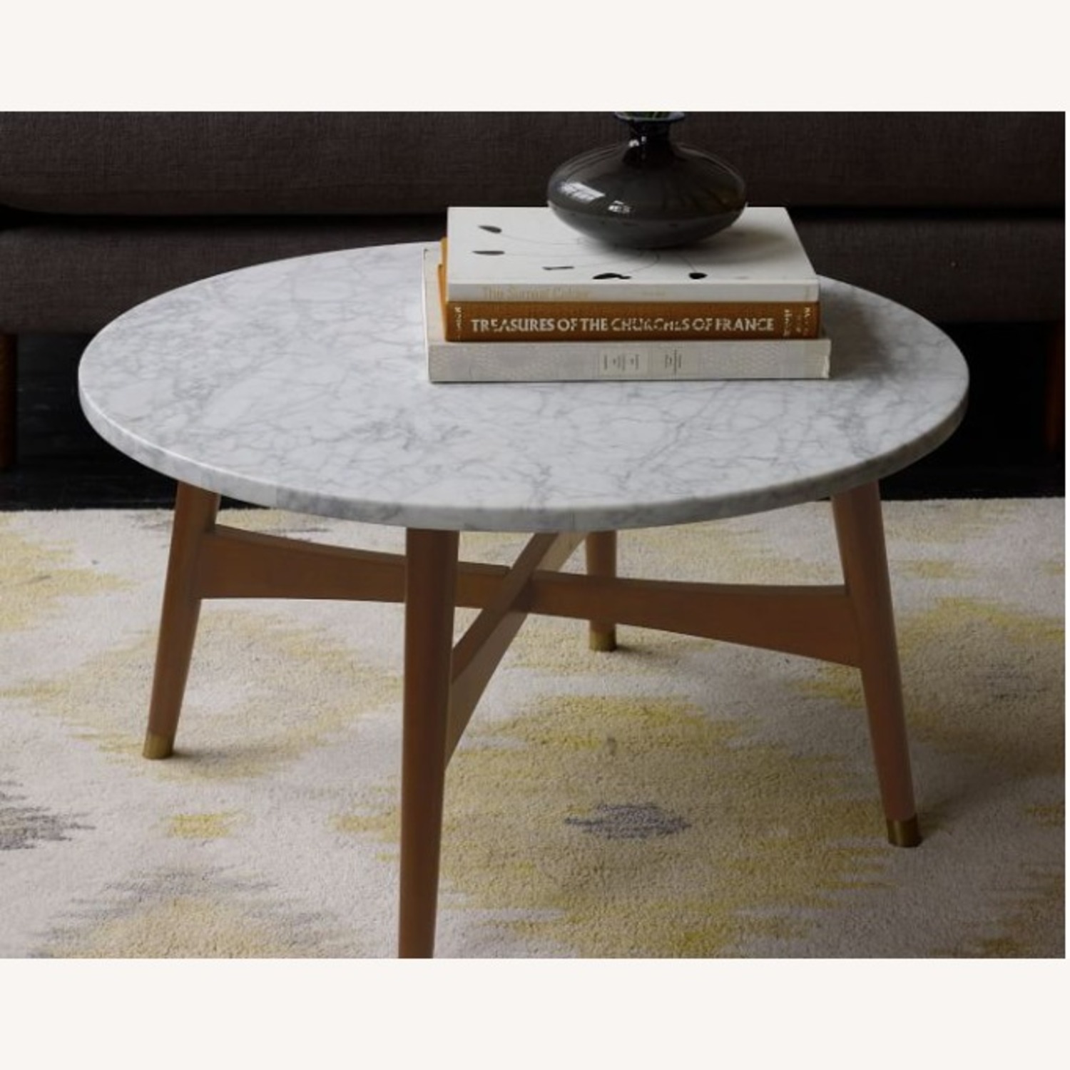 West Elm Reeve White Marble Coffee Table - image-0