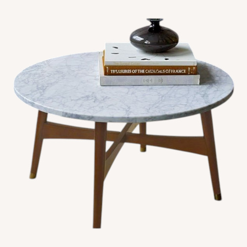 Used West Elm Reeve White Marble Coffee Table for sale on AptDeco