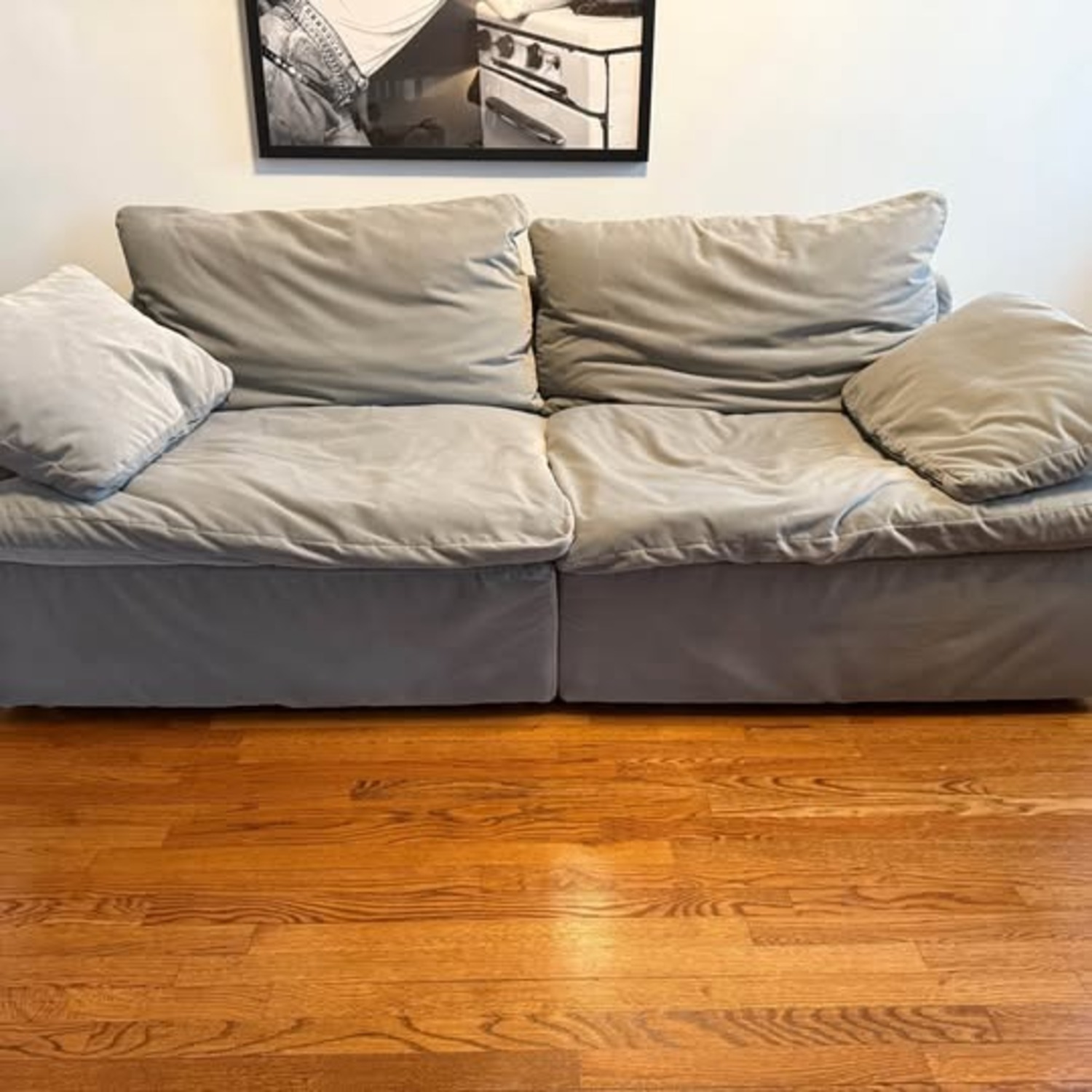 Restoration Hardware Velvet 8 ft. Sofa in Twilight Gray - image-2