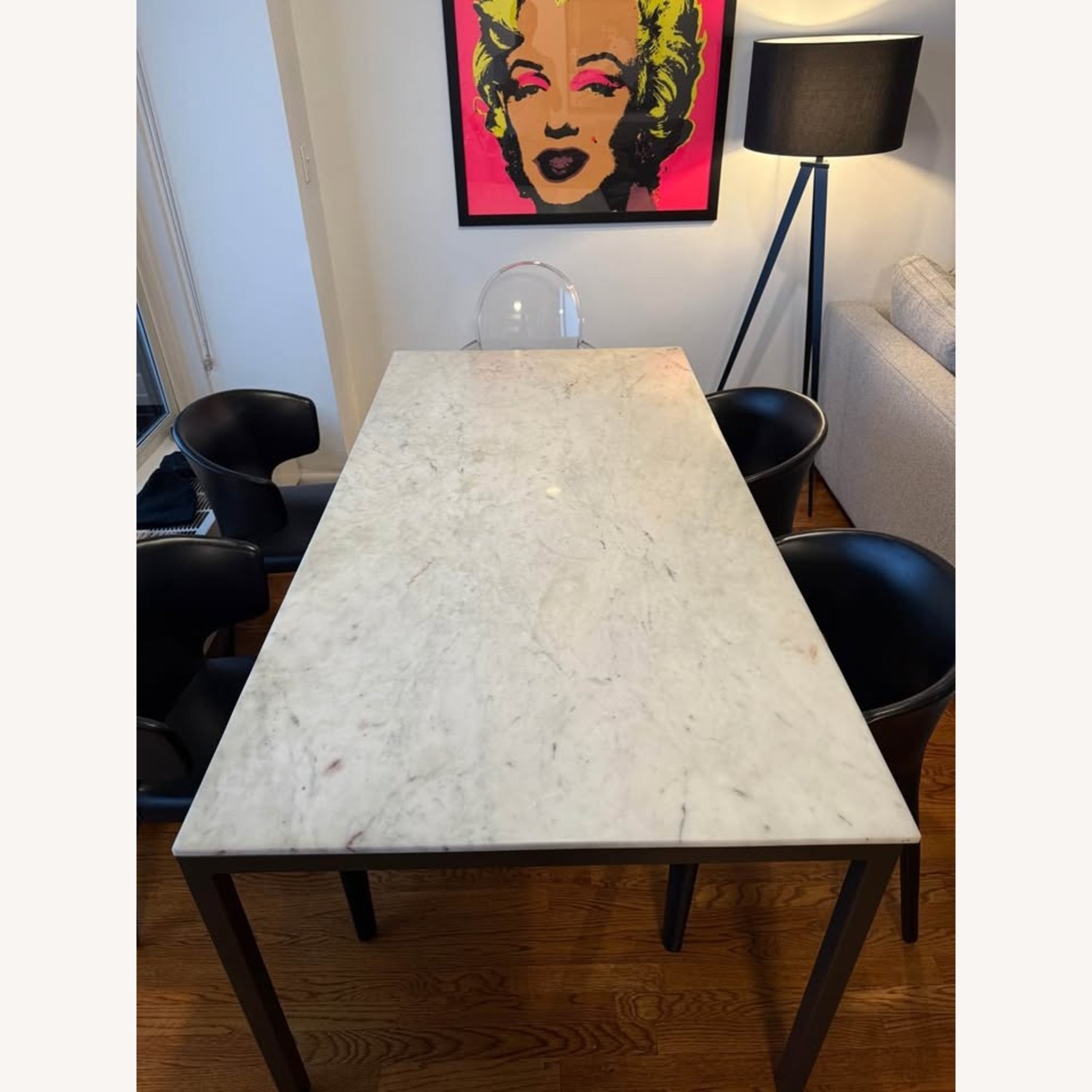 CB2 White Marble Dining Table - image-3