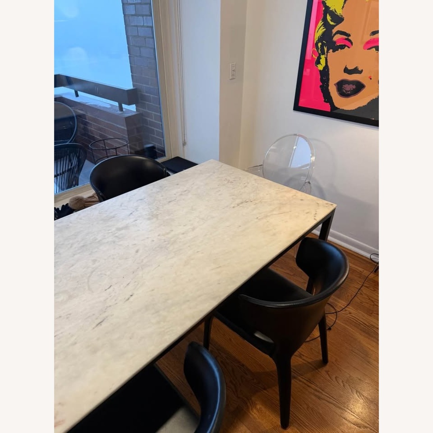 CB2 White Marble Dining Table - image-2