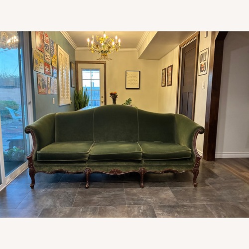 Used Vintage Green Velvet 3 Seater Sofa for sale on AptDeco