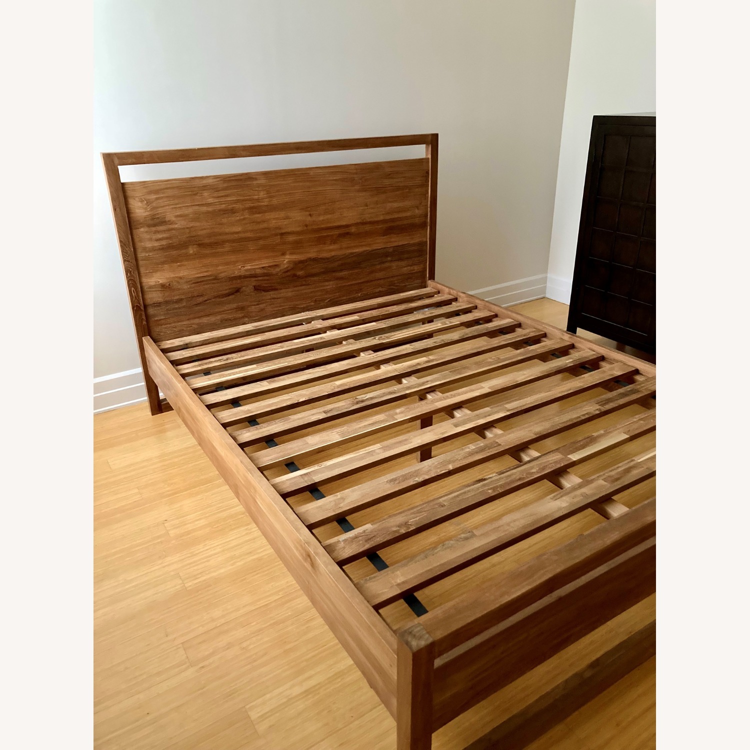 Crate & Barrel Natural Teak Wood Queen Bed - image-4