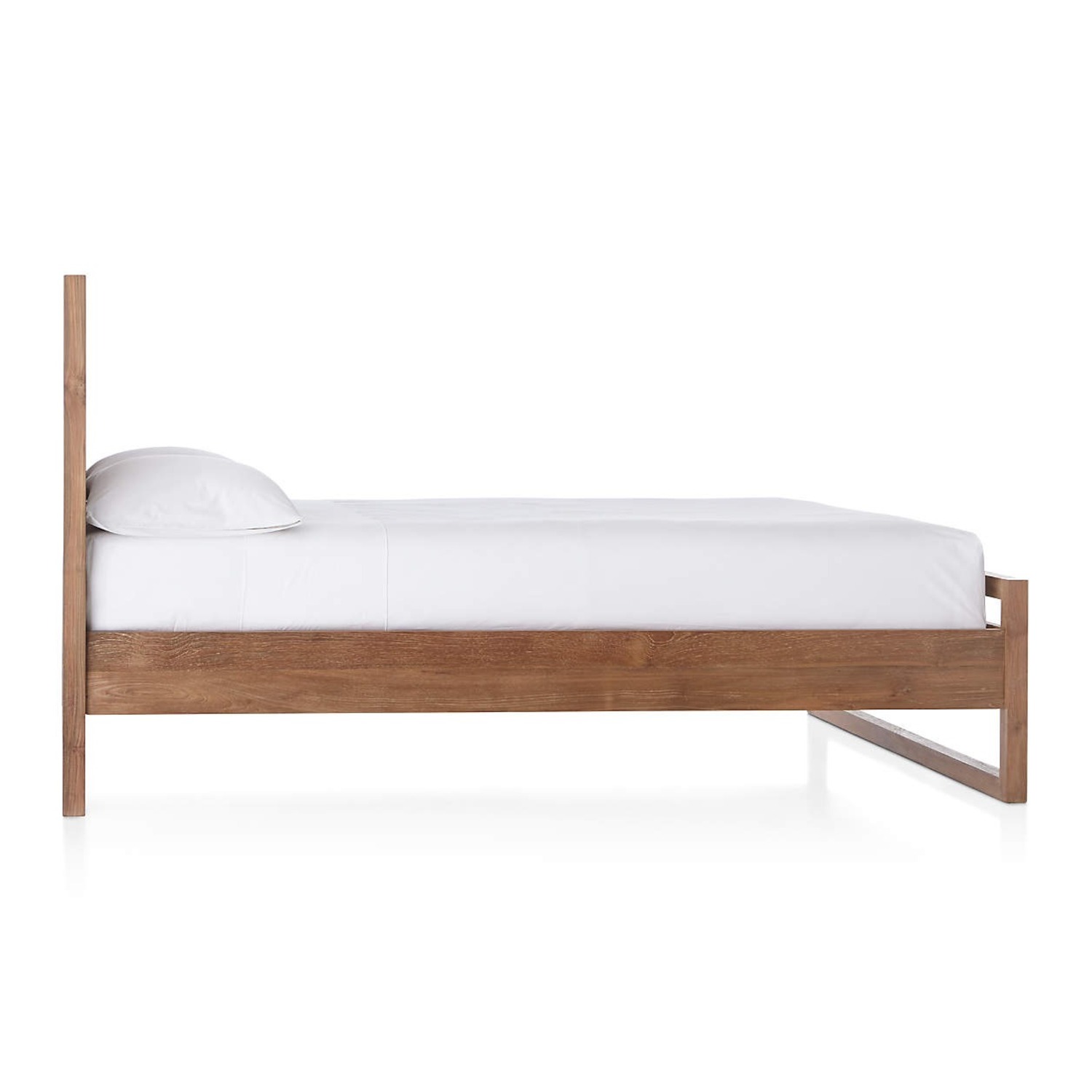 Crate & Barrel Natural Teak Wood Queen Bed - image-1