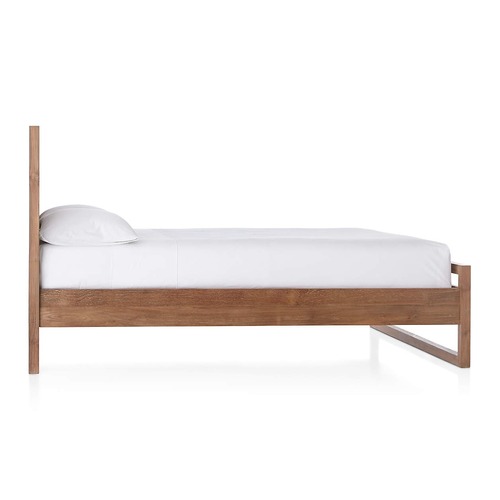 Used Crate & Barrel Natural Teak Wood Queen Bed for sale on AptDeco