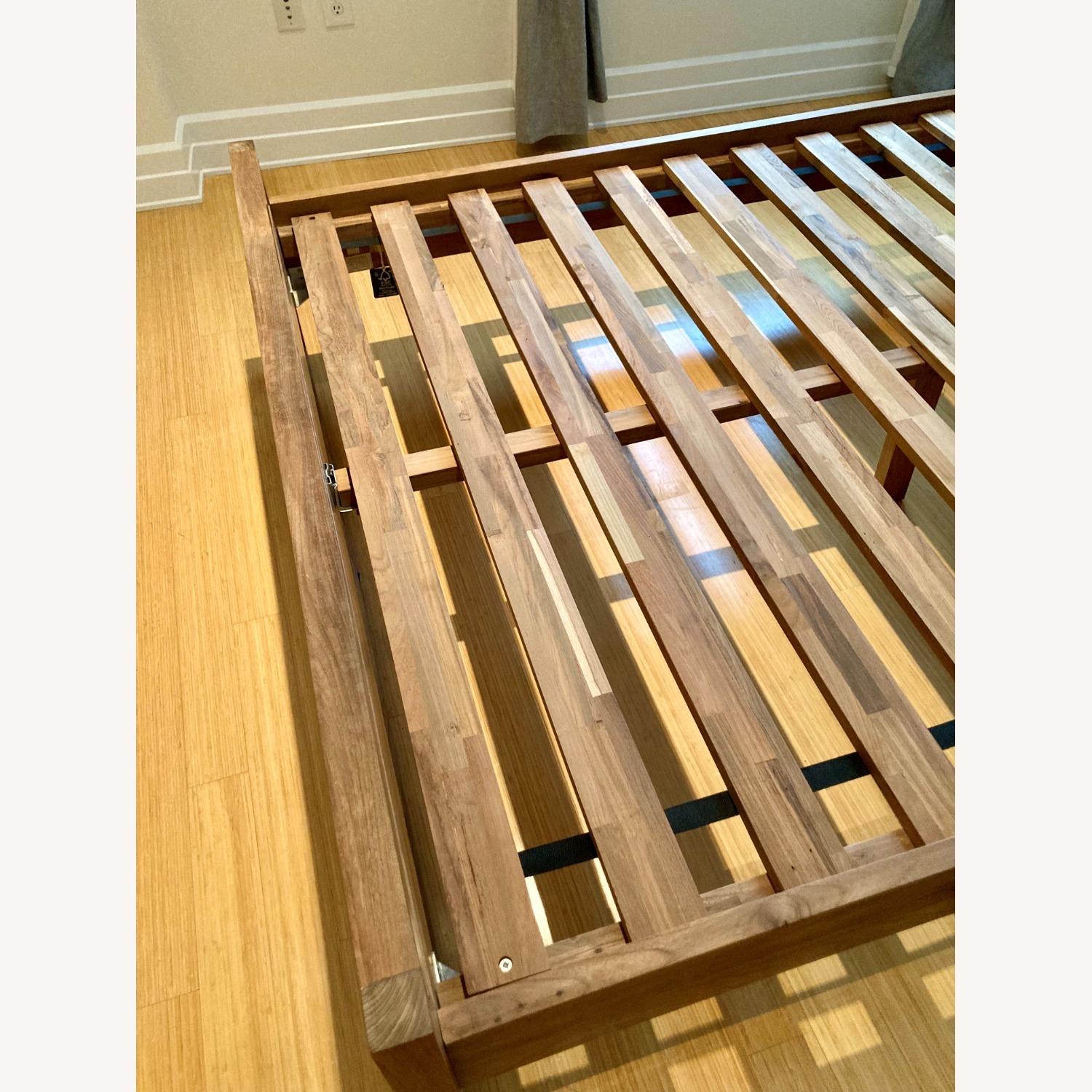 Crate & Barrel Natural Teak Wood Queen Bed - image-6