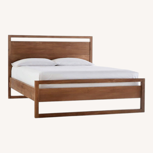 Used Crate & Barrel Natural Teak Wood Queen Bed for sale on AptDeco