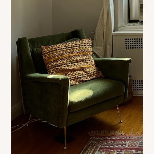 Used West Elm Green Velvet Armchair for sale on AptDeco