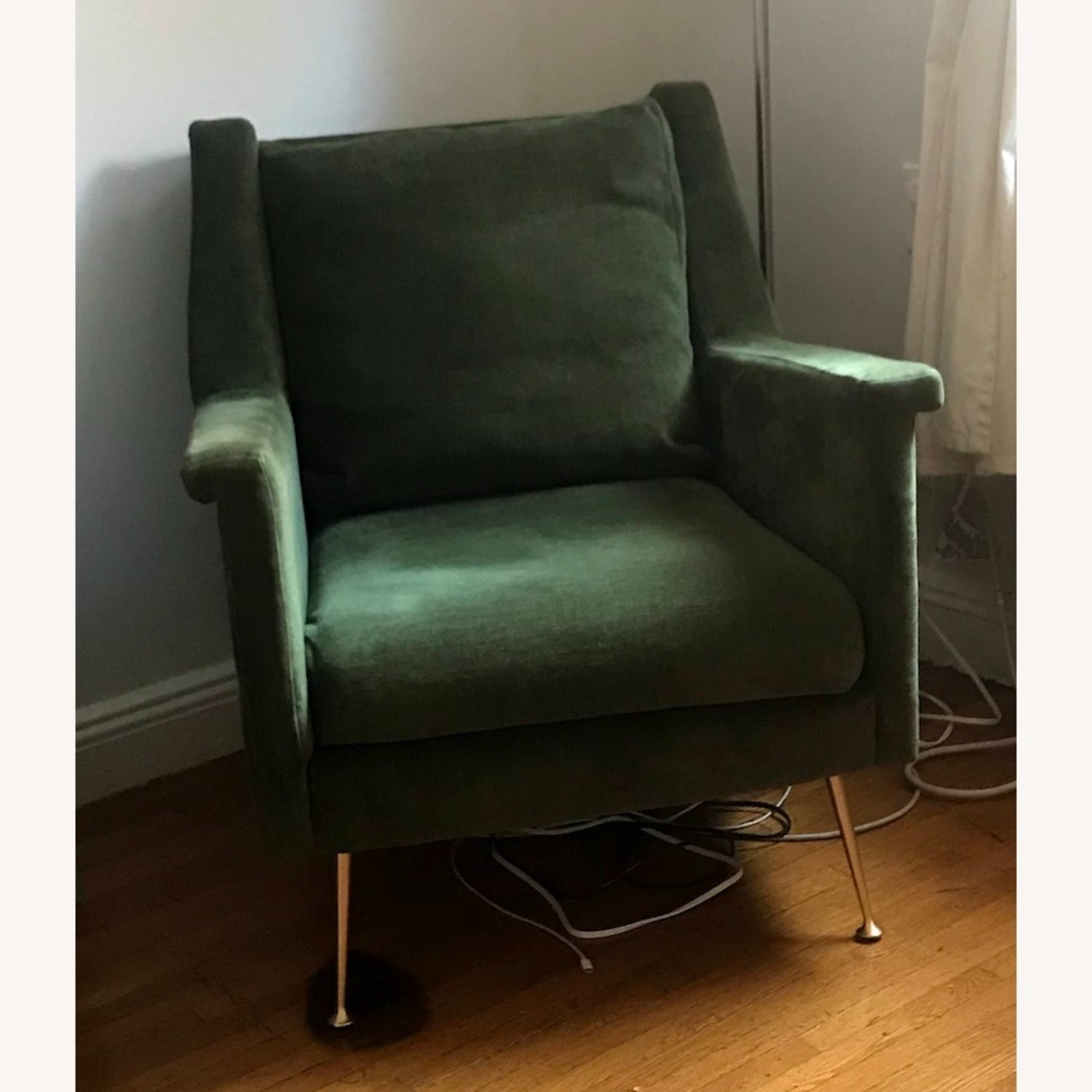 West Elm Green Velvet Armchair - image-3