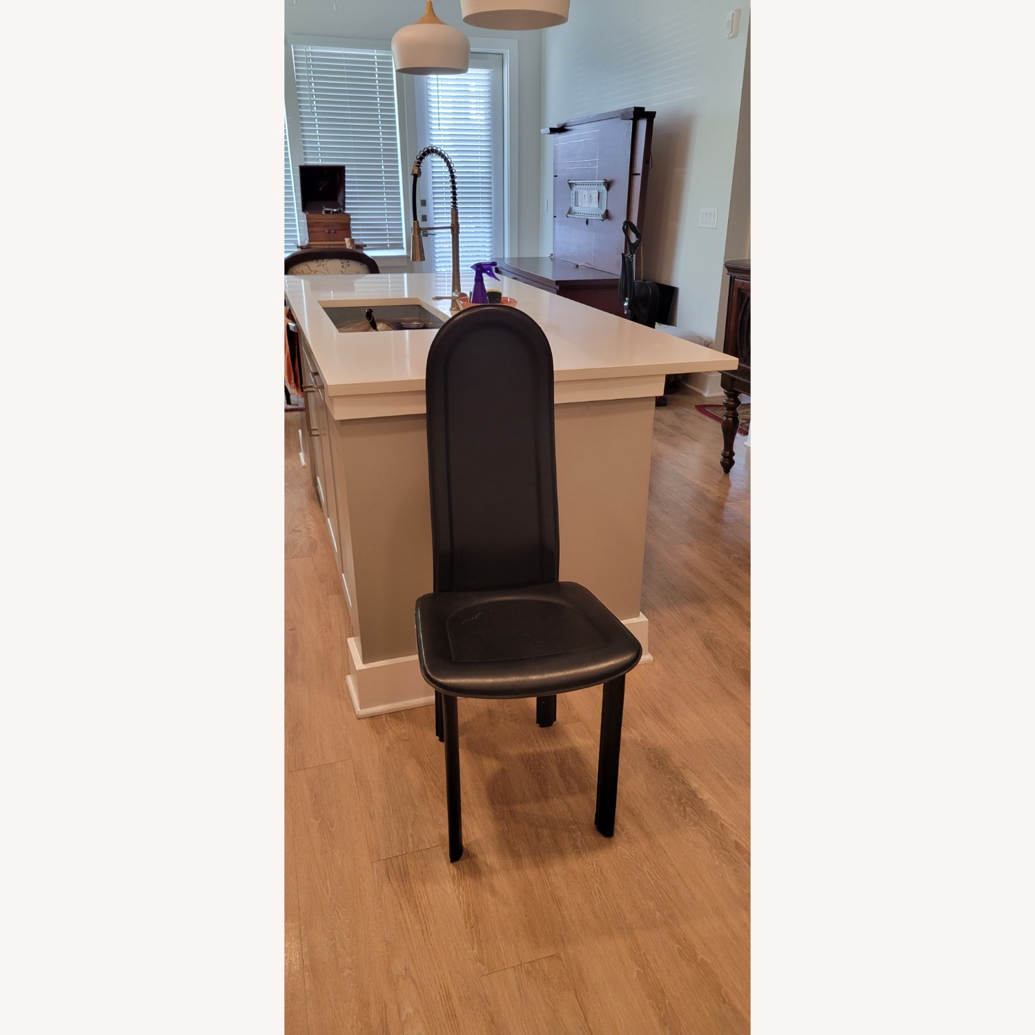 Marble Dining Table with 6 Leather Chairs - image-5