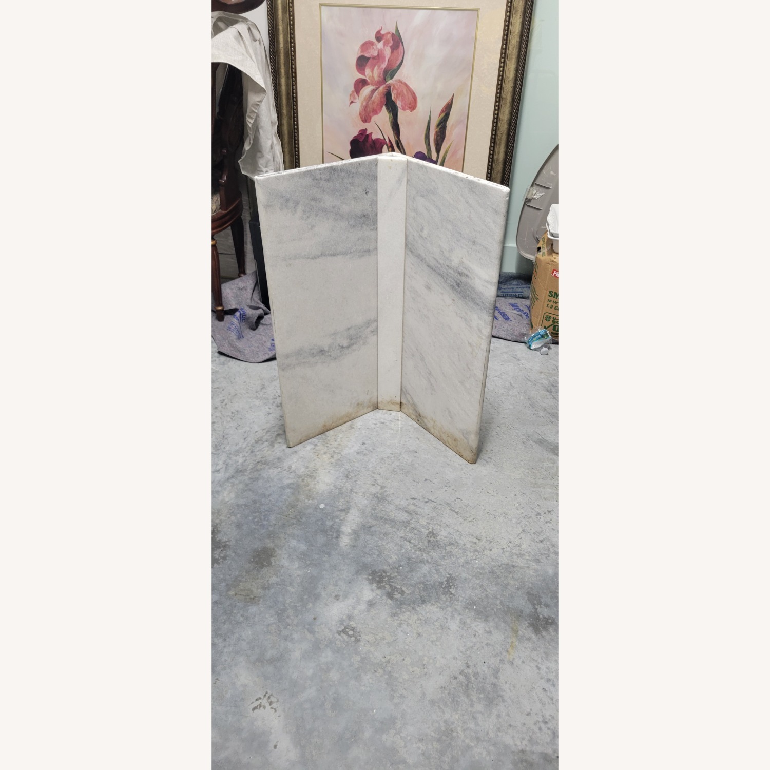 Marble Dining Table with 6 Leather Chairs - image-1