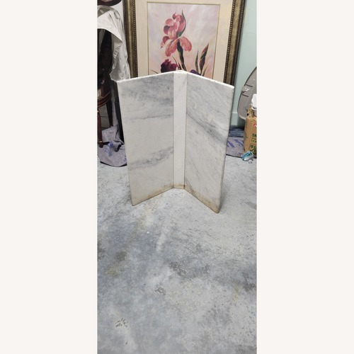 Used Marble Dining Table with 6  Leather Chairs for sale on AptDeco