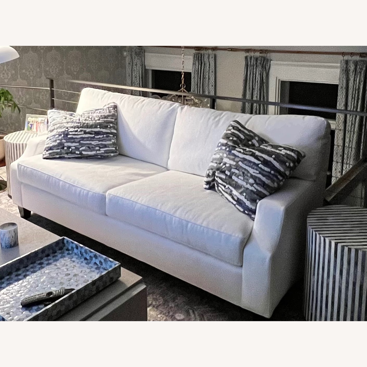 Sherrill Furniture White Fabric 3+ Seater Sofa - image-1