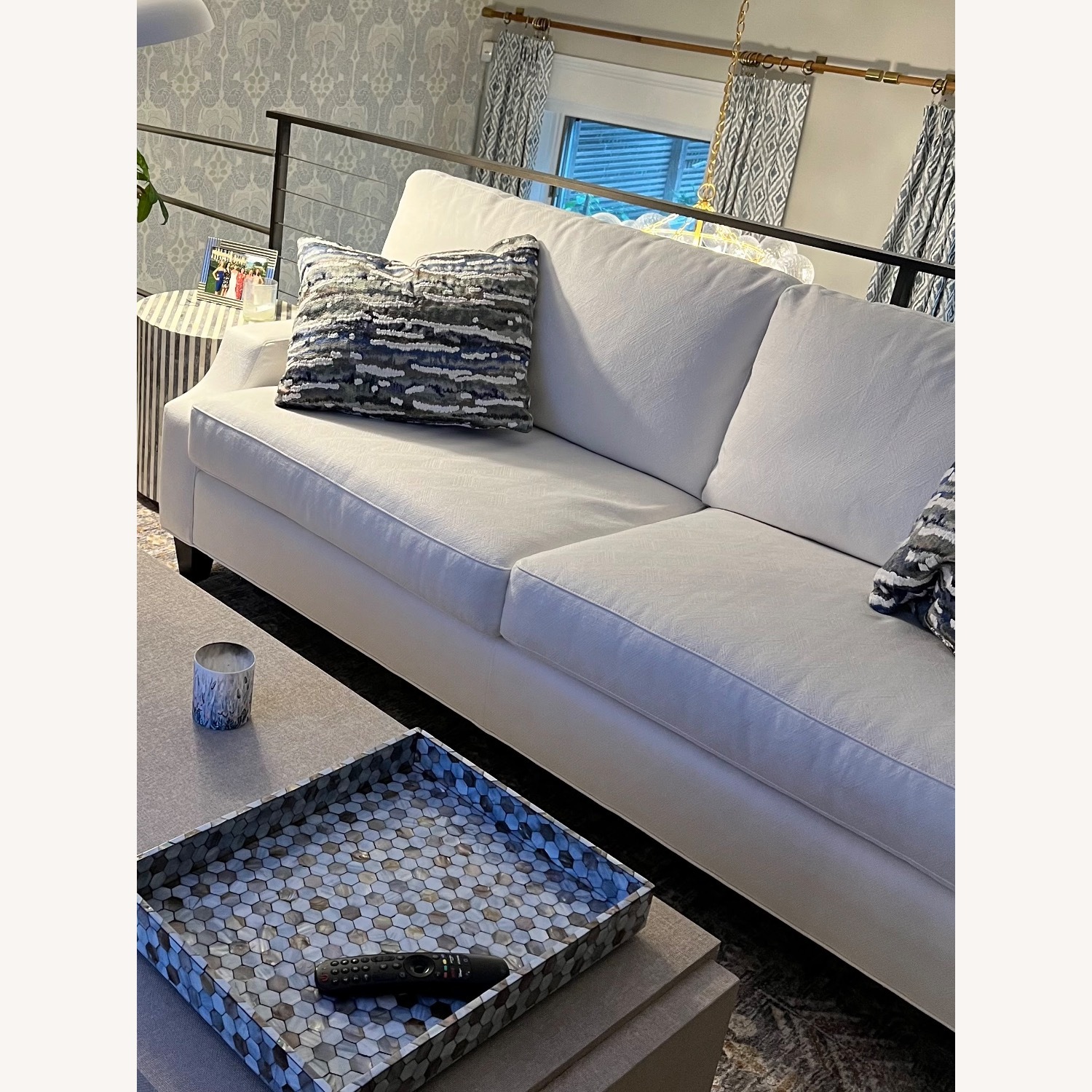 Sherrill Furniture White Fabric 3+ Seater Sofa - image-3