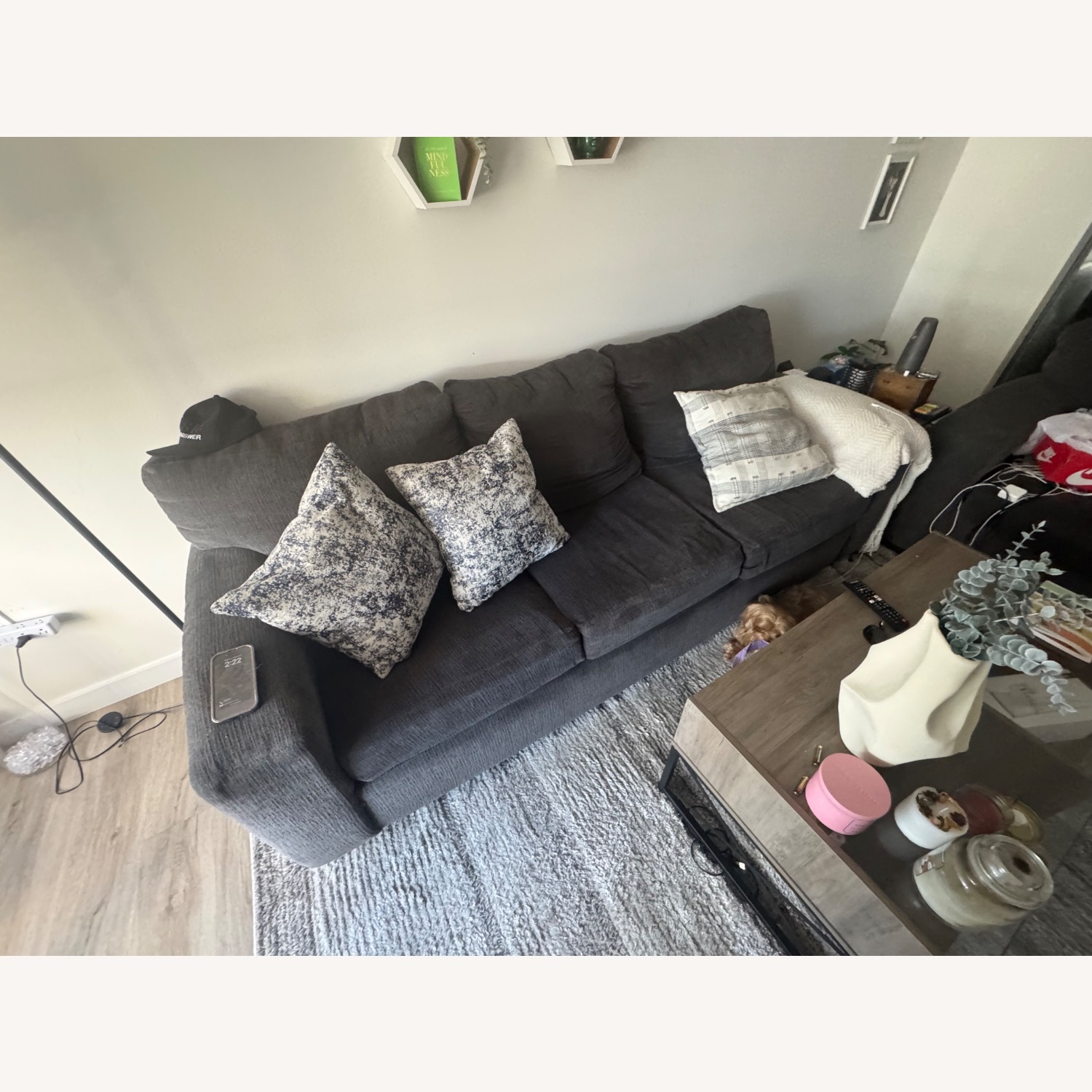 Rooms To Go Dark Gray Fabric 3+ Piece Sectional - image-2