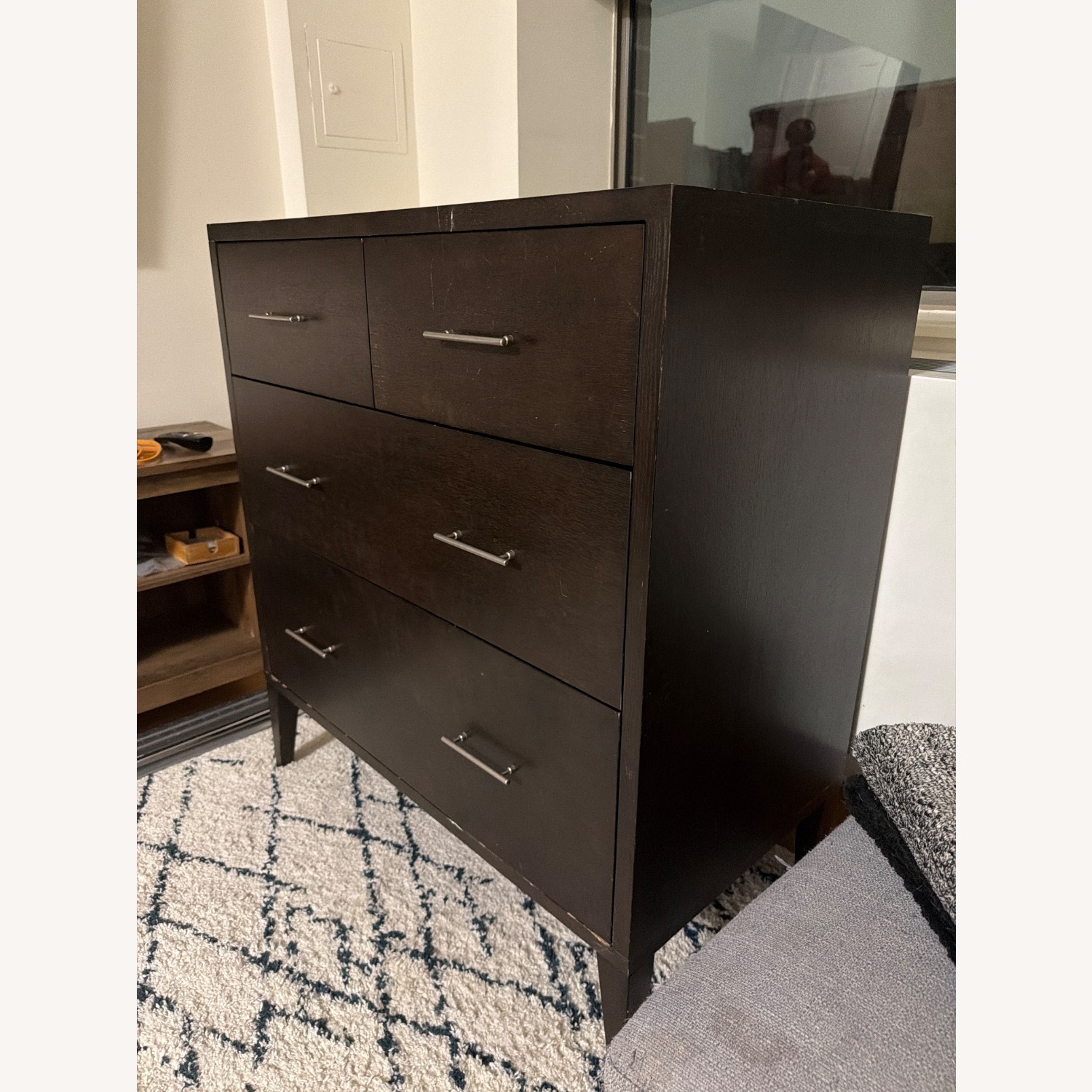 West Elm Narrow Leg Chocolate Brown Wood Dresser - image-2