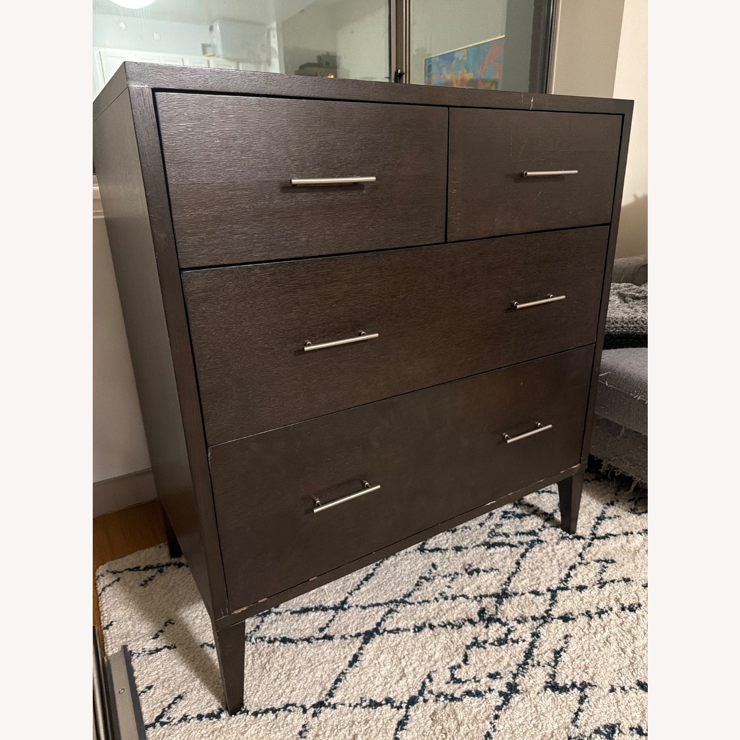 West Elm Narrow Leg Chocolate Brown Wood Dresser - image-5