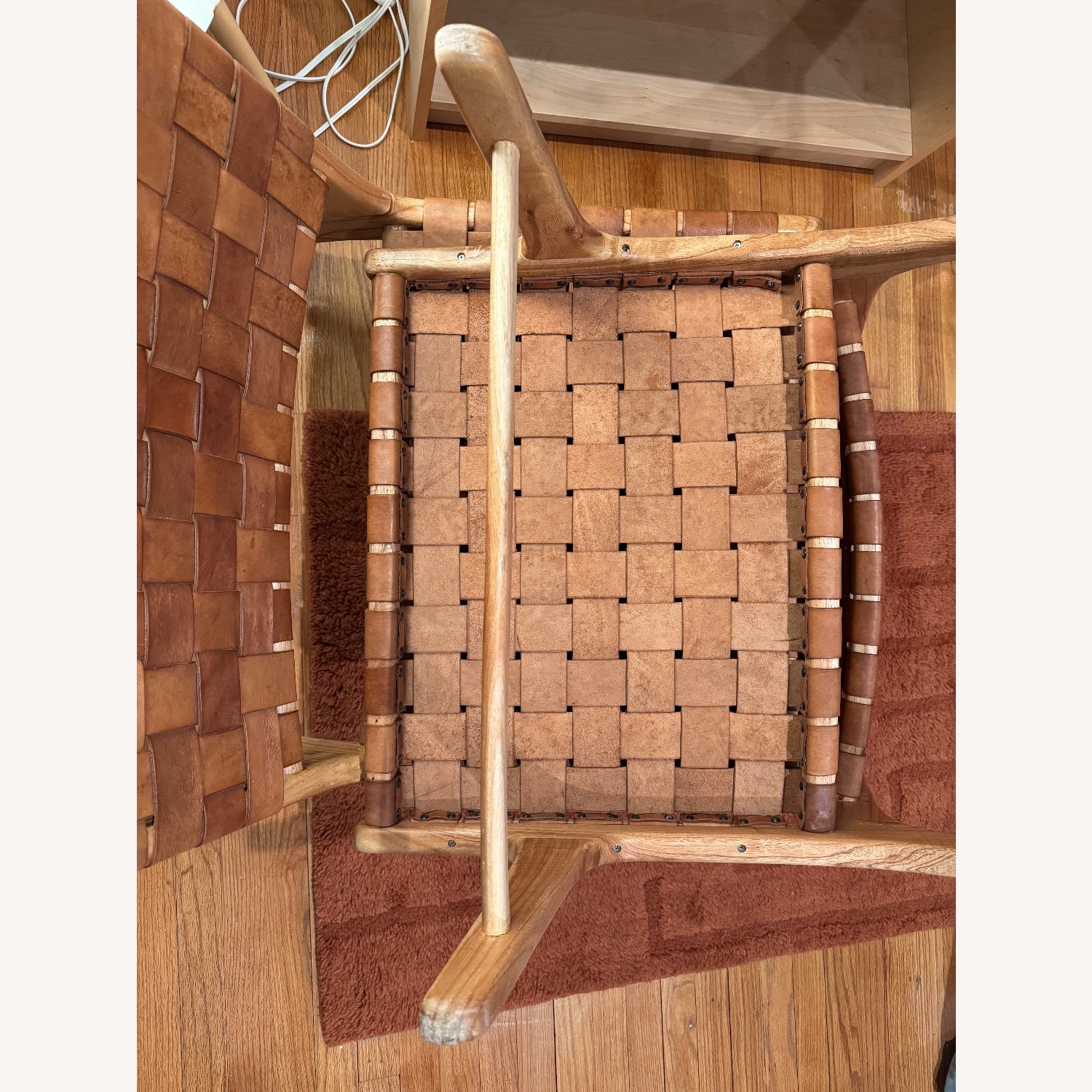 Teak and Leather Accent Chairs - image-3