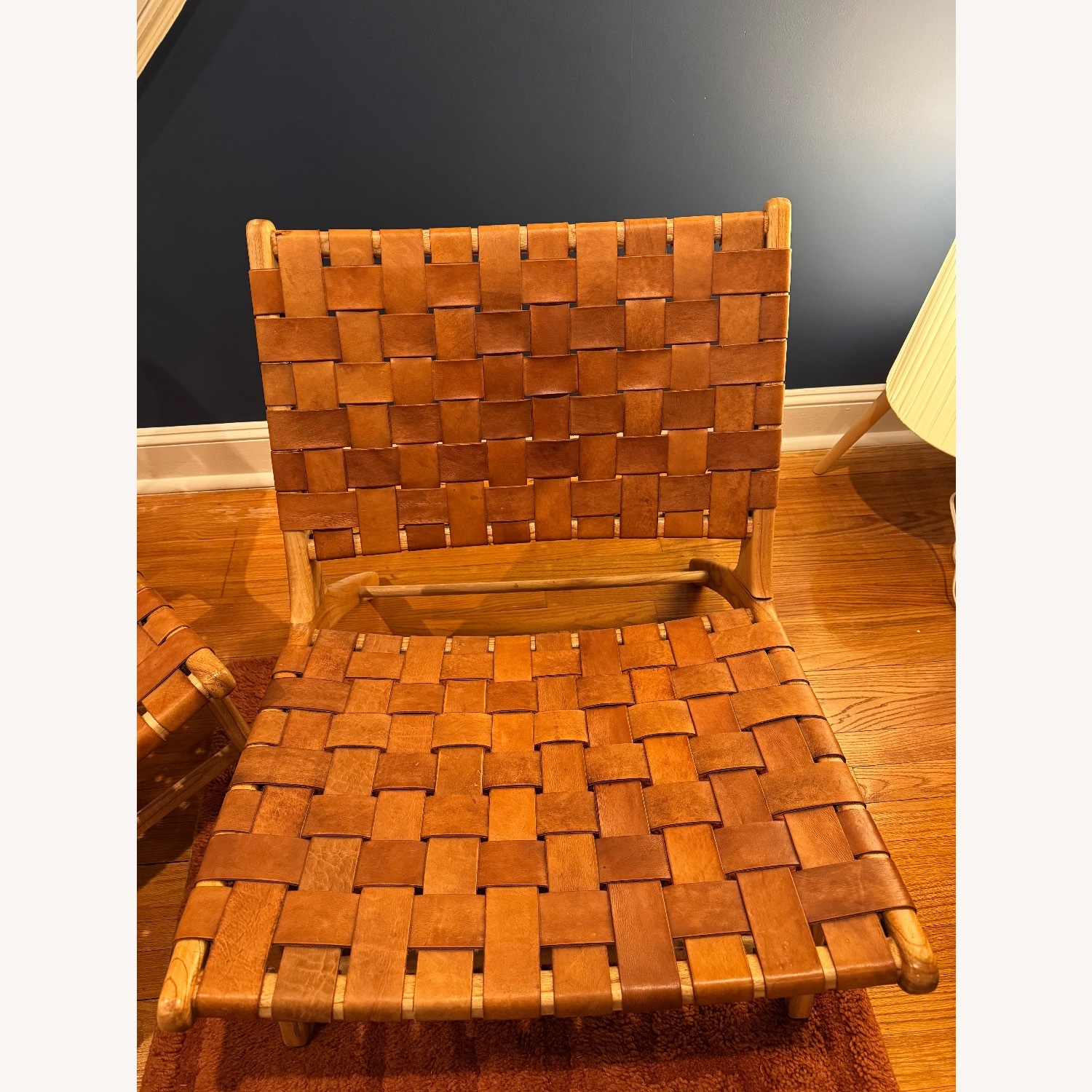 Teak and Leather Accent Chairs - image-2