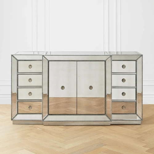 Used Z Gallerie Omni Silver Mirrored Glass Chest for sale on AptDeco