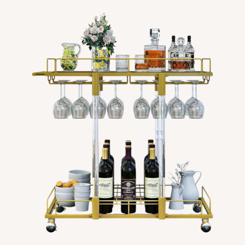 Used Amazon Gold Bar Cart with Glass Shelving for sale on AptDeco
