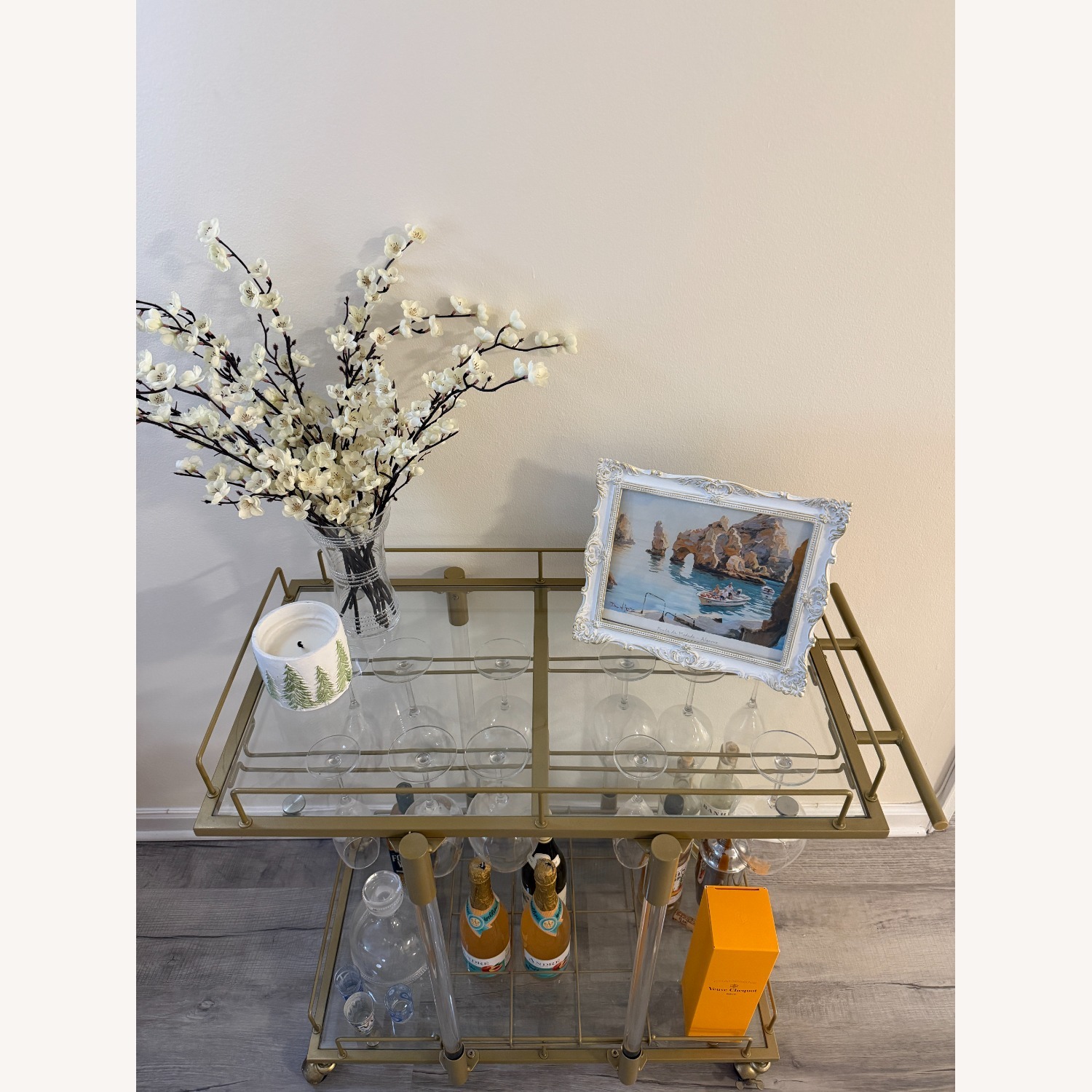 Amazon Gold Bar Cart with Glass Shelving - image-4