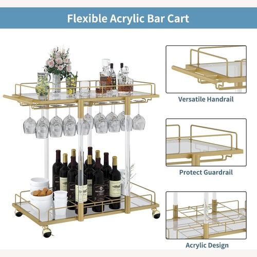 Used Amazon Gold Bar Cart with Glass Shelving for sale on AptDeco