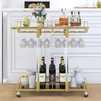 Amazon Gold Bar Cart with Glass Shelving