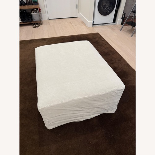 Used Sixpenny Devyn Linen Ottoman for sale on AptDeco
