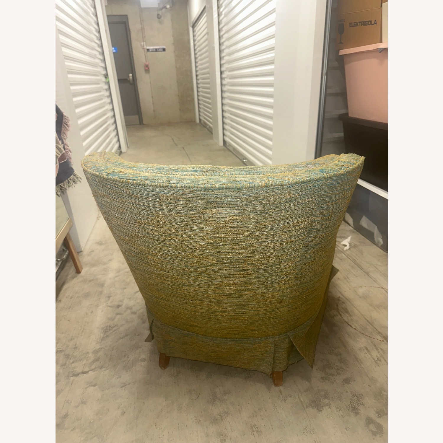 Vintage/Antique Green Fabric Accent Chair - image-2