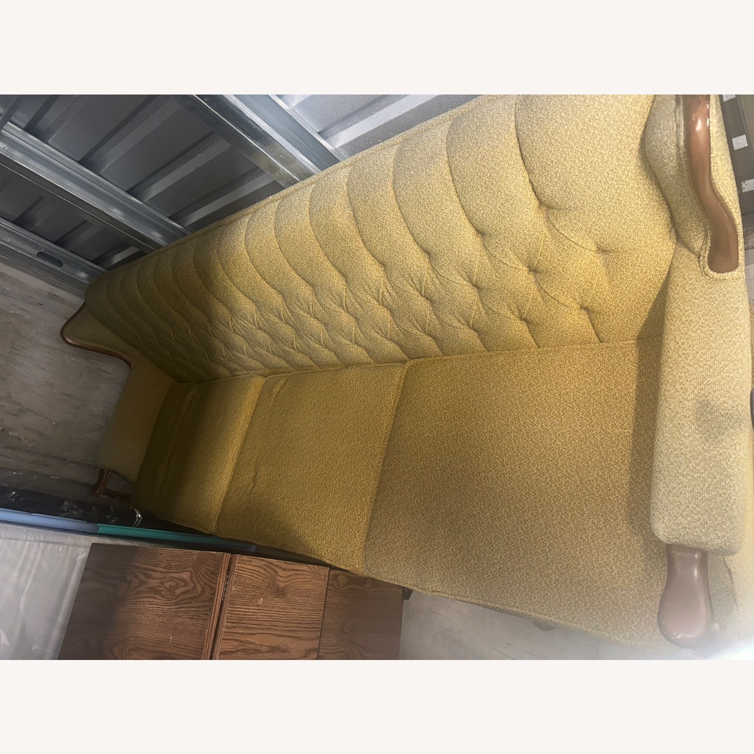 Vintage/Antique Green Fabric 3+ Seater Sofa - image-2