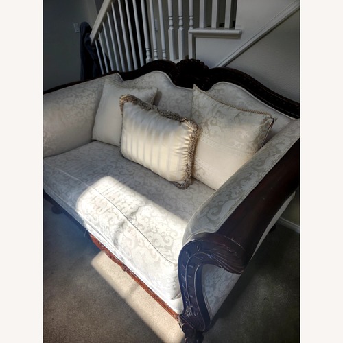 Used Vintage/Antique Natural Fabric Loveseat for sale on AptDeco