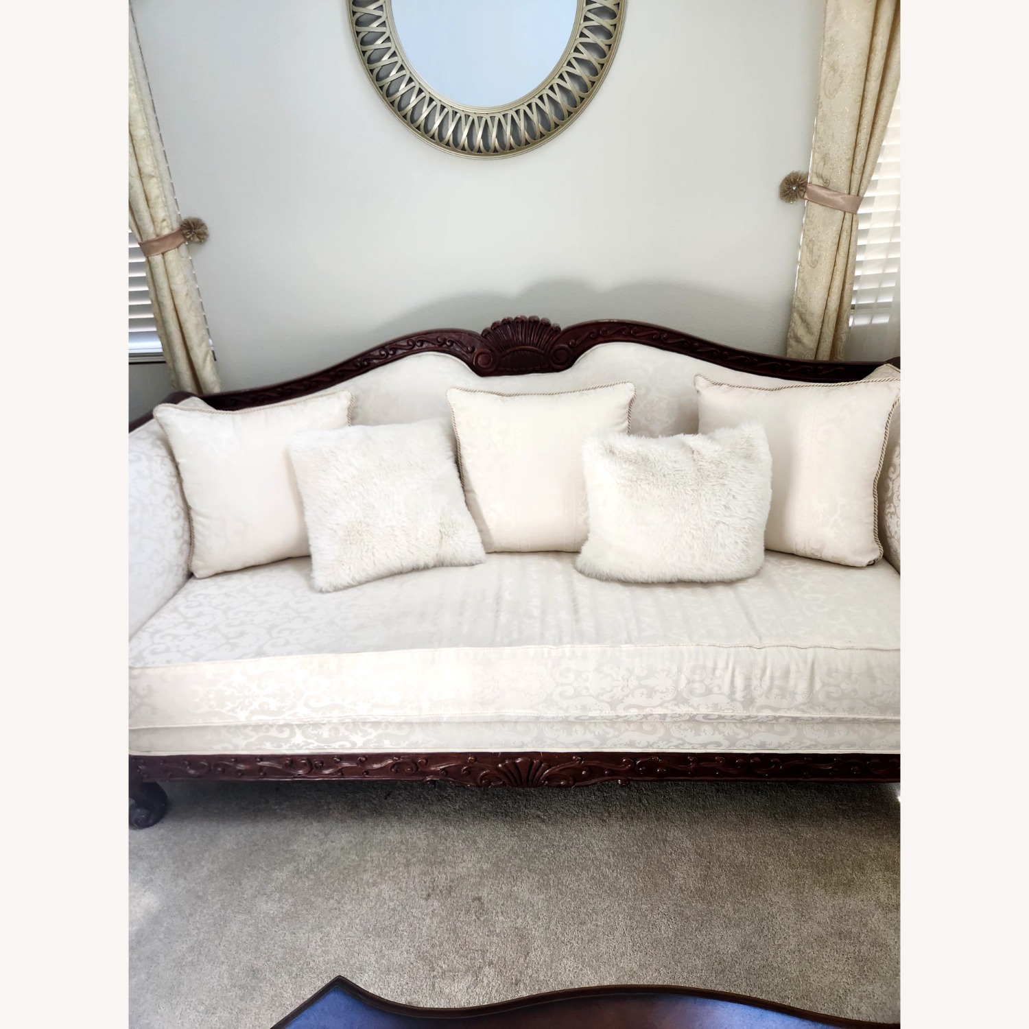 Vintage/Antique Natural Fabric Loveseat - image-3