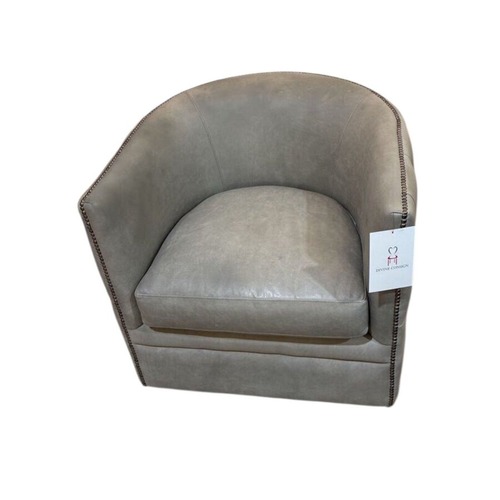 Used Bernhardt Palazzo Leather Swivel Barrel Chair for sale on AptDeco