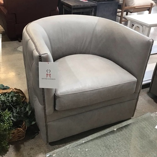 Used Bernhardt Palazzo Leather Swivel Barrel Chair for sale on AptDeco