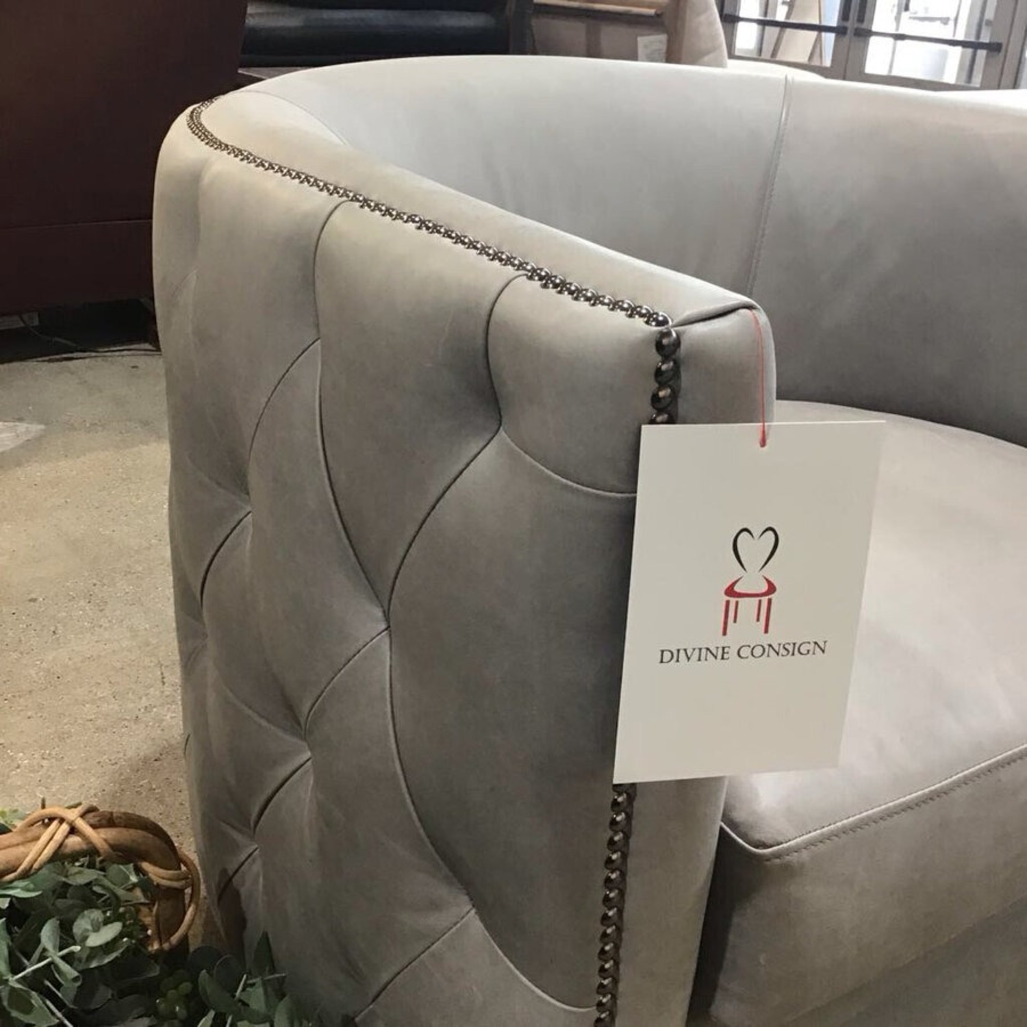 Bernhardt Palazzo Leather Swivel Barrel Chair - image-3